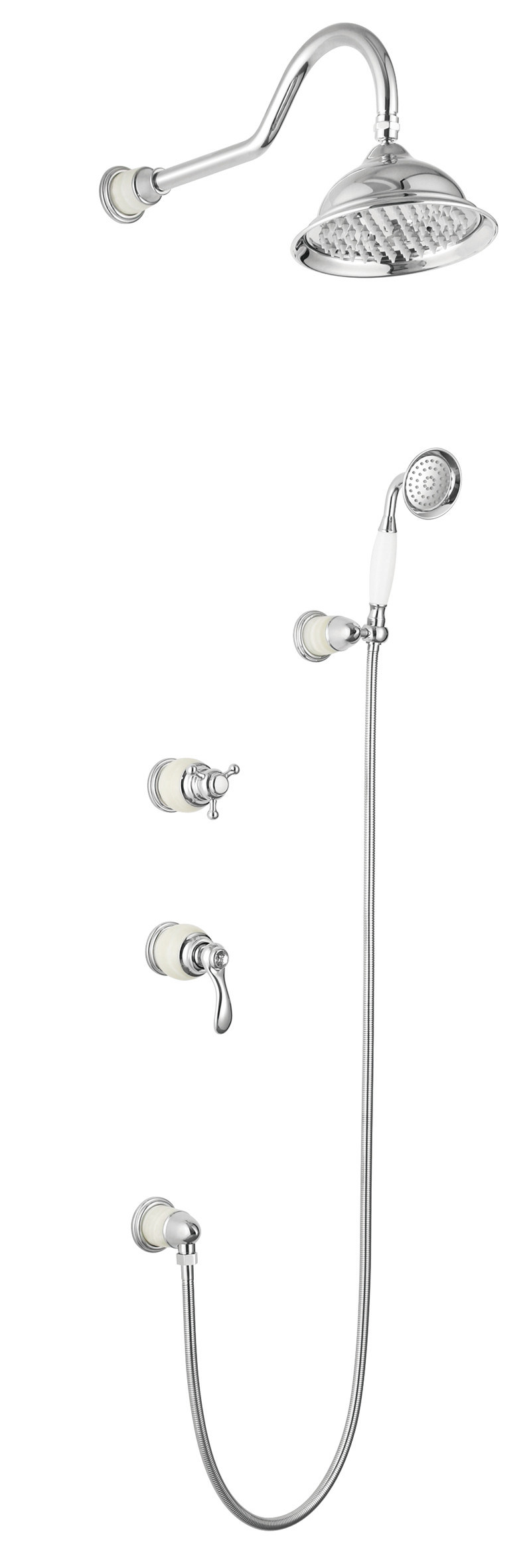Wall Mounted Antique Brass Concealed Shower Set (zf-W58)