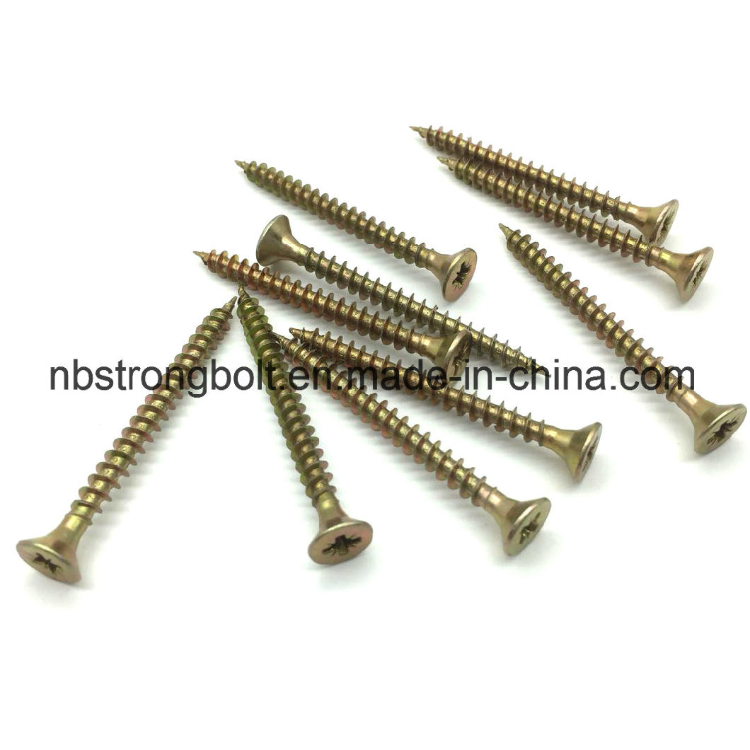 Double Flat Head Harden Yellow Zinc Plated Chipboard Screw