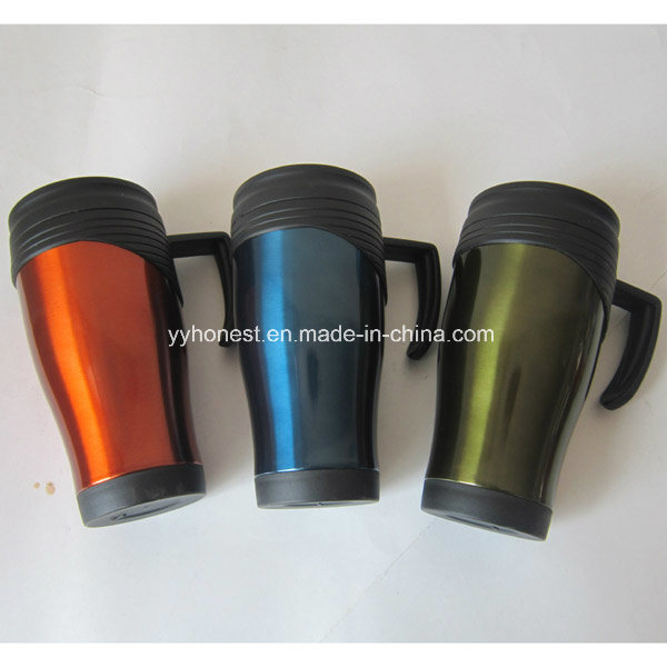 Newest Double Wall Plastic Car Cup 450ml/16 Oz Auto Mug