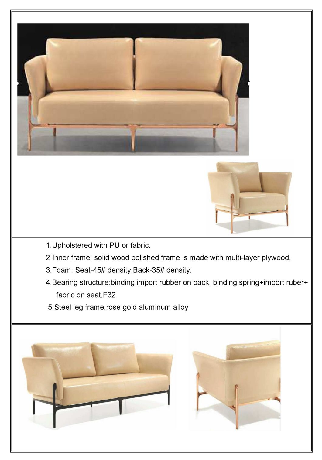 New Arrival New Design Luxury Leather Sofa, Wating Sofa for Office, Home and Hotel