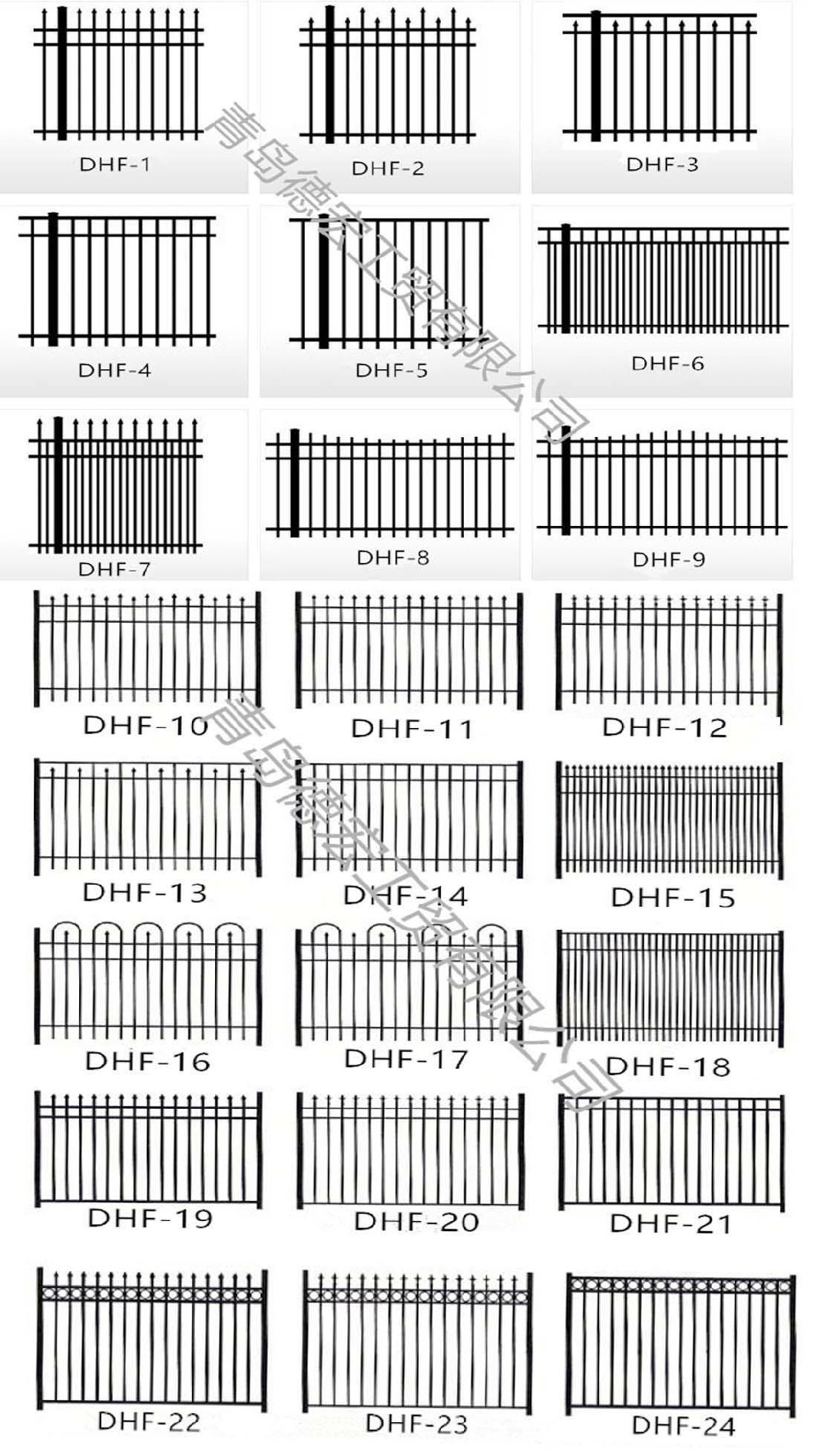 Used Welded Galvanized Black Powder Coating Wrought Iron Fence /Ranch /Garden/Pool Steel Fencing with Flattened Spear