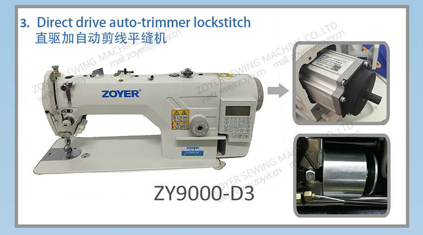 Zy9000-D3 Zoyer Direct Drive Auto Trimmer High Speed Lockstitch Industrial Sewing Machine