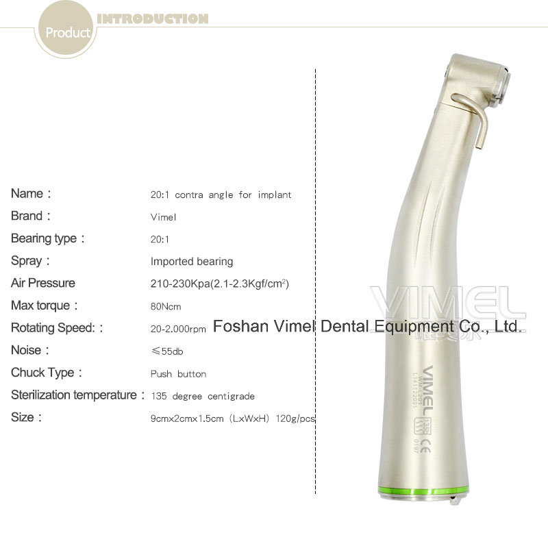 LED 20: 1 Dental Implant Handpiece Contra Angle Optical