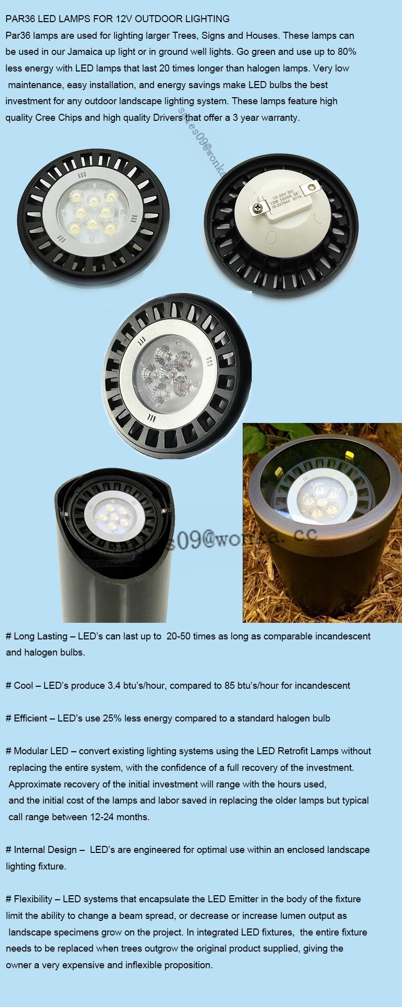 LED PAR36 Landscape Light Bulbs IP65