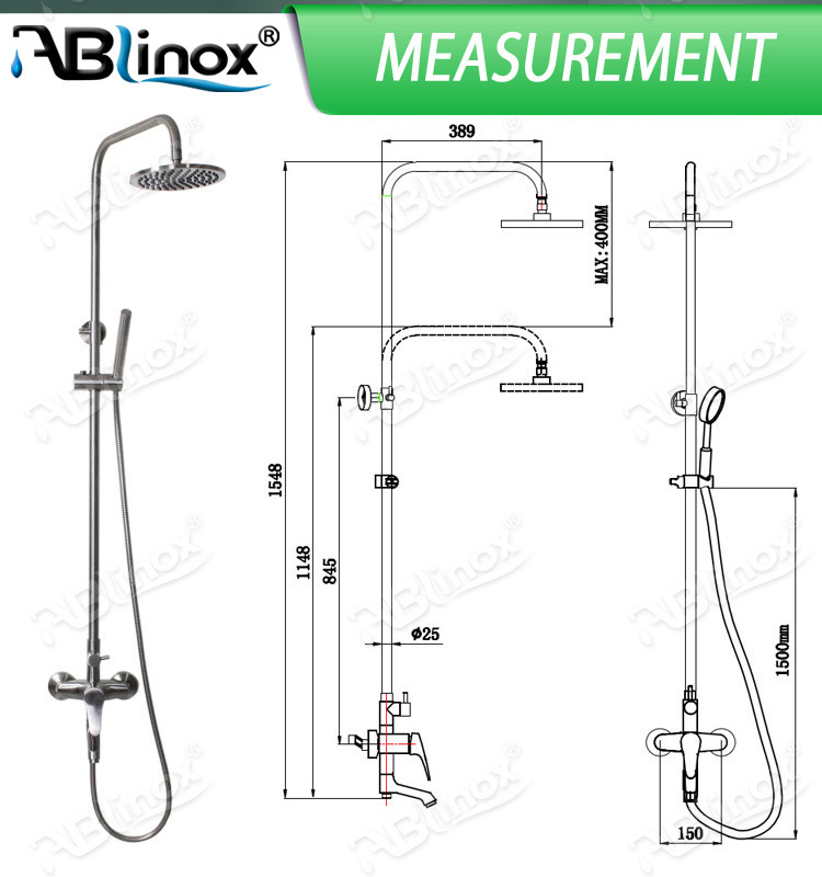 Ablinox Stainless Steel Luxury Hand Held Shower