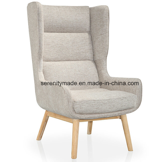 American Style High Back Overstuffed Beige Single Sofa Chair for Sale