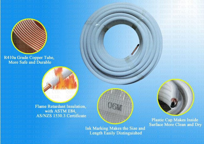 50m Pre Insulated Copper Pipe Tube for Central AC