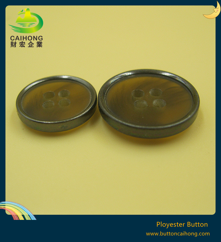 Polyester Button and Resin& Metal Assemble Sewing Button for Men Trousers