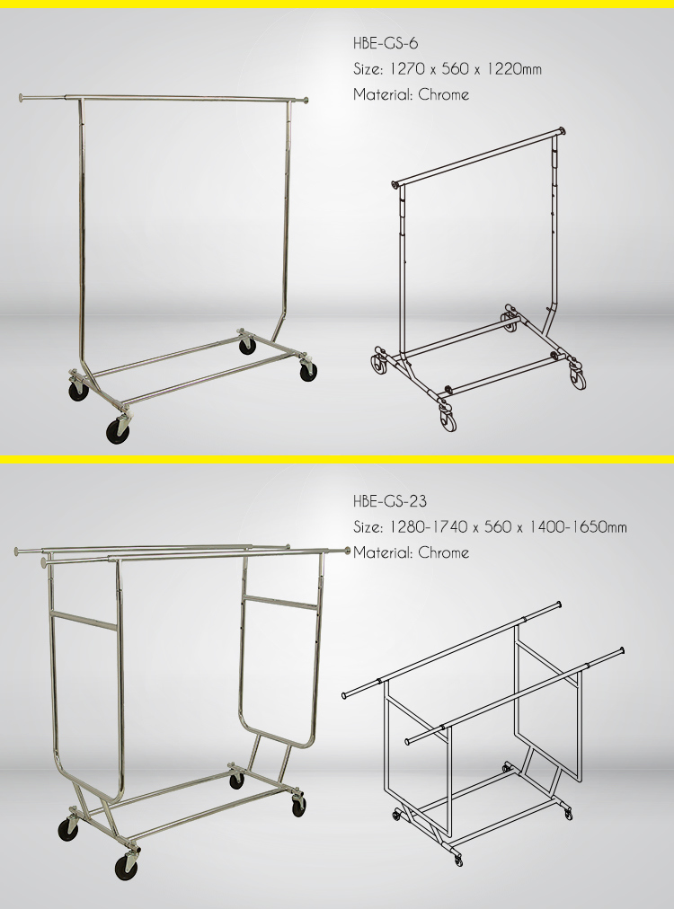 Double Sided Adjustable Collapsible Chromed Garment Rack