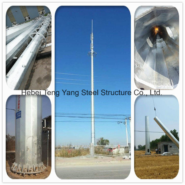20m High Mast Tubular Steel Monopole Communication Tower