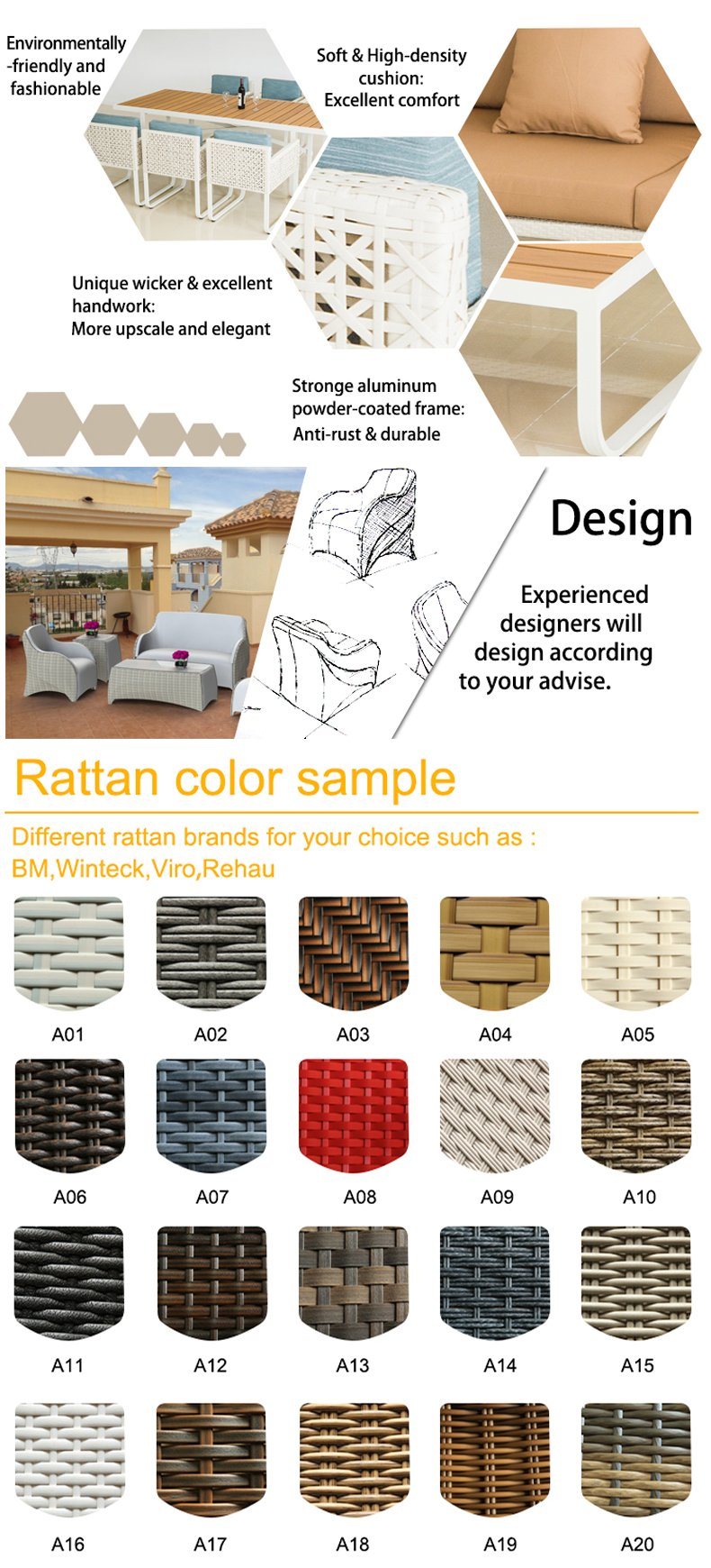 Restaurant Polywood Rattan Dining Table and Chair Modern Hotel Outdoor Garden Patio Furniture