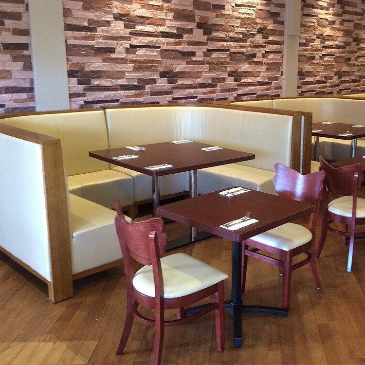 Commercial Wood Frame Restaurant Furniture Curved Booth and Table (sp-CS335)