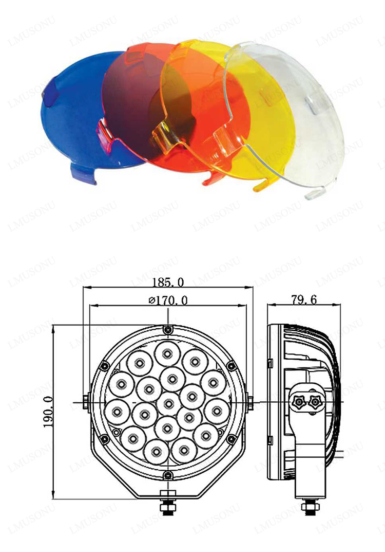 Lmusonu 10-30V DC Offroad 7 Inch Spot/Flood CREE 18PCS*5W 90W LED Working Lamp
