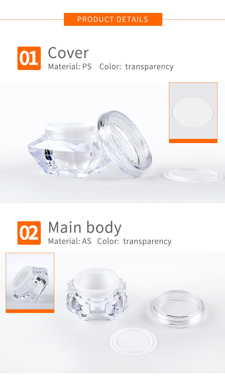 10g 15g Diamond Shape Cream Jar as PP Mini Sample Jar Elegant Eye Cream Jar