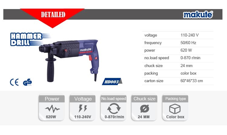 24mm 620W Power Tools Electric Cordless Rotary Hammer (HD003)