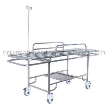 Hospital Emergency Use Stainless Steel Ambulance Transport Flat Stretcher Trolley