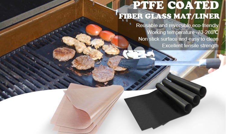 Cheap Reusable PTFE Coated Custom Teflon BBQ Grill Mats