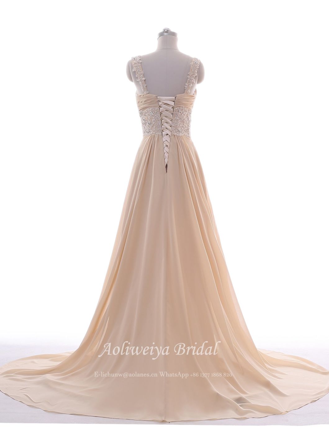 Aolanes Beige A Line Evening Bridesmaid Dress