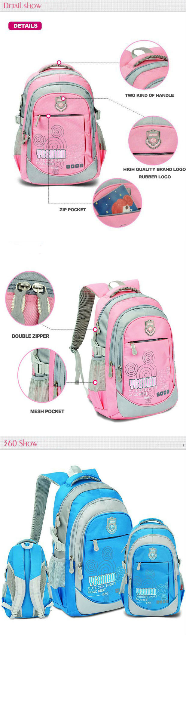 Children School Bags for Girls Boys Character