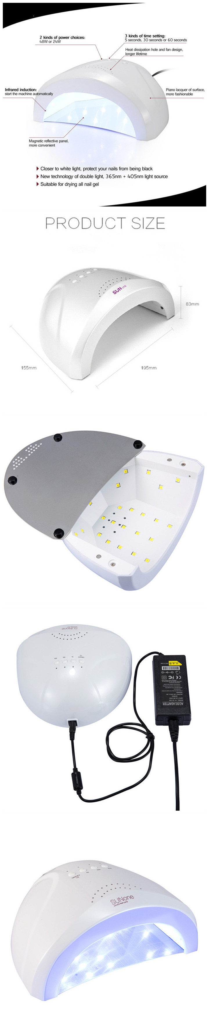 Sunone 48W Gel Polish Curing UV LED Nail Lamp Light