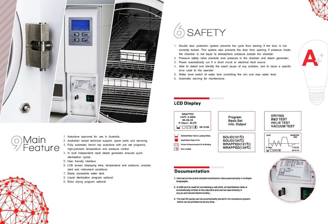 Dental Equipment 18L Benchtop Autoclave Class B Medical Autoclave Sterilizers Ste-18-D