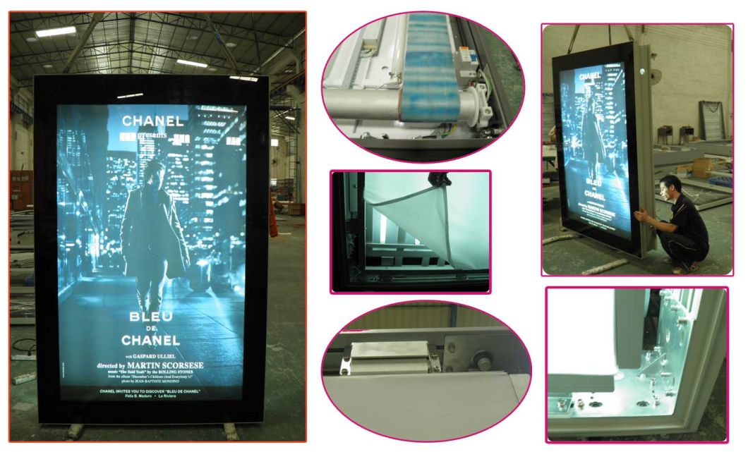 City Mupi Scrolling Backlit LED Strip Advertising Display Light Box
