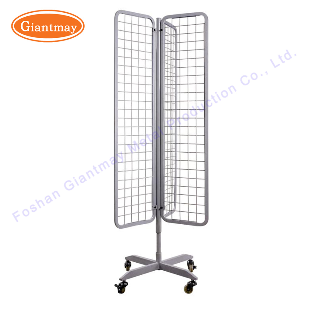 Custom Metal Wire Shelving Rotating Grid Mesh Spinner Floor Standing Display Rack