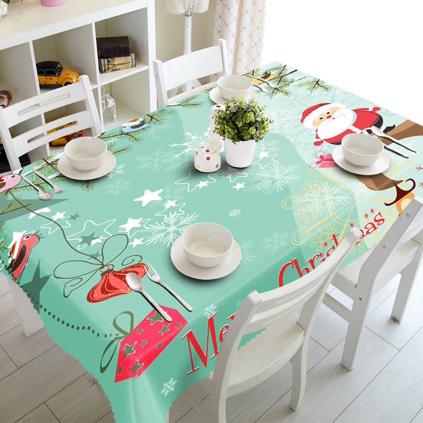 Christmas Gift 3D Polyester Cotton Custom Tablecloth