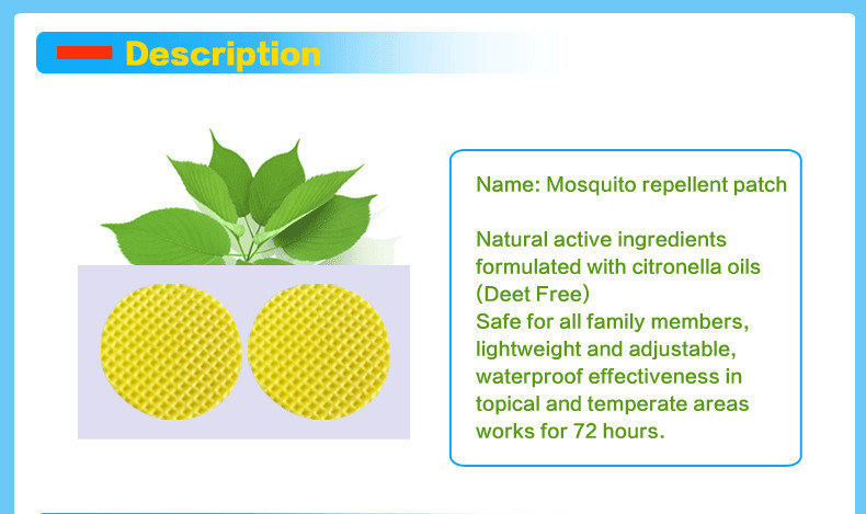 100% Natural Essential Oil Simply Apply to Skin and Clothes. Adult, Kid Mosquito Repellent Patch