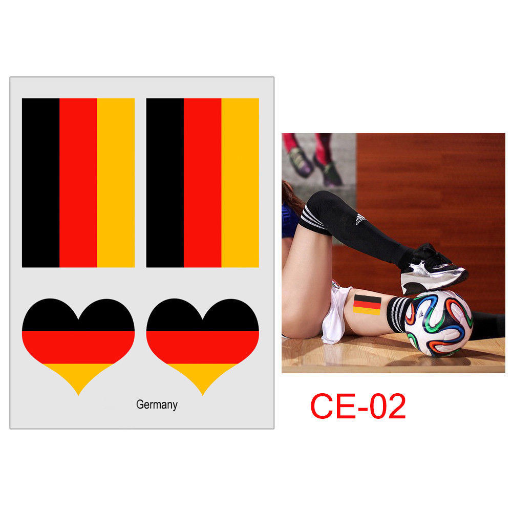Football National Flag Tattoo Face Temporary Stickers