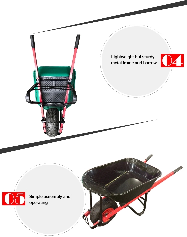 China Market Wooden handle Wheel Wheelbarrow with 650-8 Pneumatic Wheel