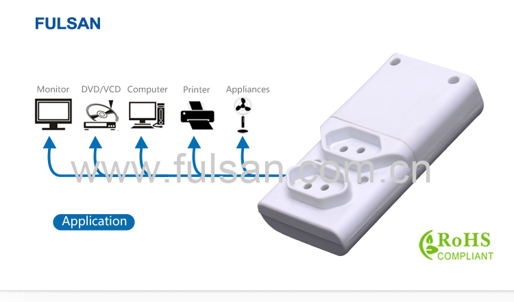 High Quality 2 Gangs Removable Extension Power Strip 6FT 1.83m