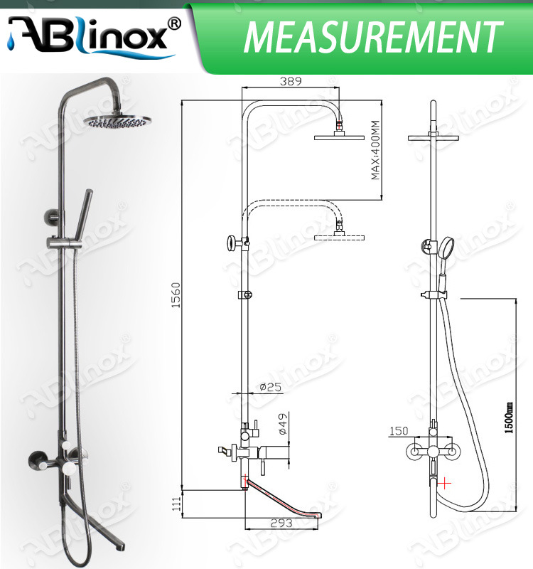 Top Quality Ablinox Stainless Steel Thermostatic Shower