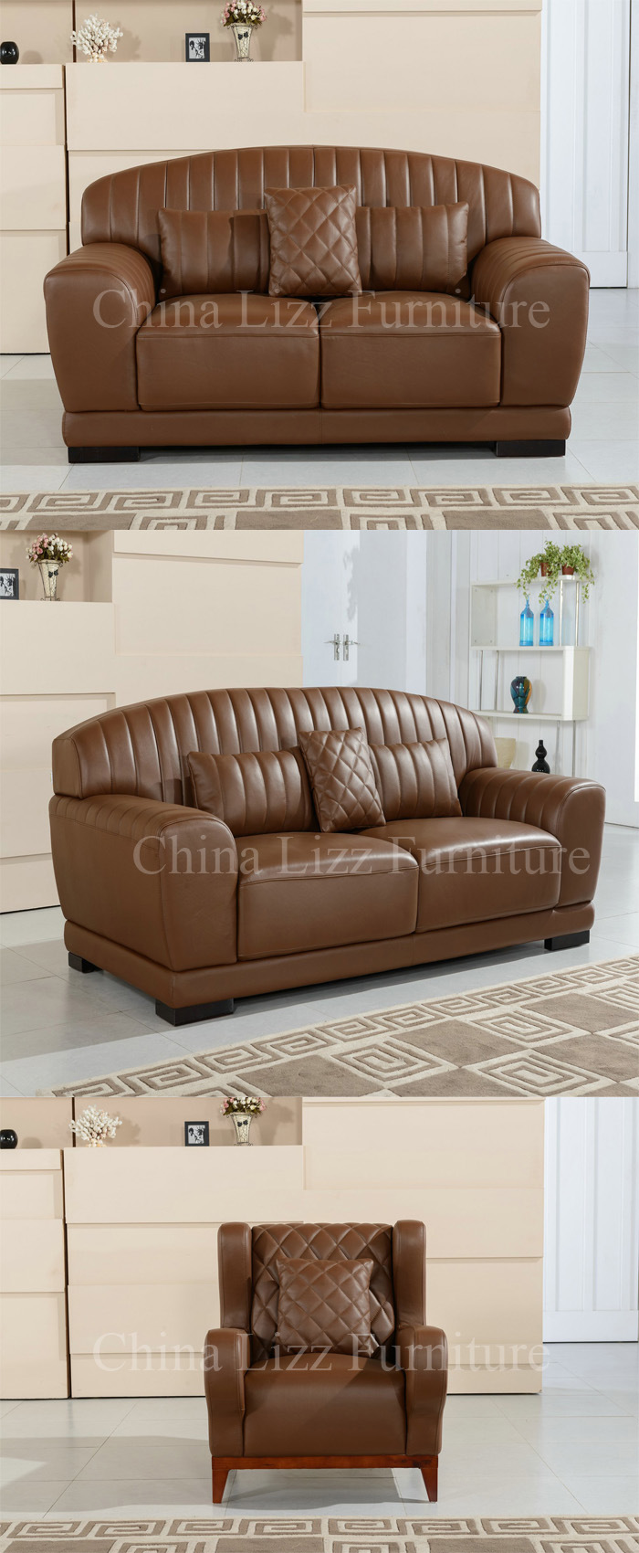 Office Home Furniture Leather Sectional Sofa Set