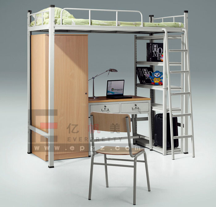 School Furniture, School Apartment Student Dormitory Bunk Bed with Desk and Cabinet