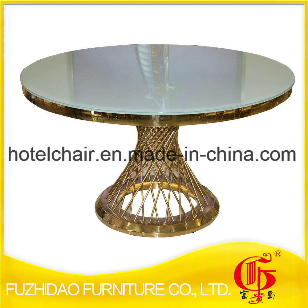 Manufacturer Stainless Steel with Temper Glass Top Dining Table