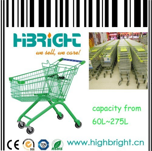 Asian Style Supermarket Metal Wire Shopping Trolley
