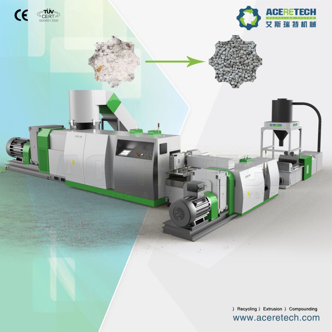 High Efficiency Two Stage Waste Plastic Compacting and Pelletizing System