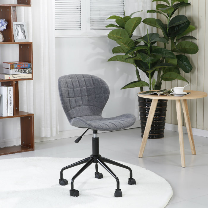 (JACK) Ergonomic Desk Chair Adjustable Swivel Office Chair Fabric Armless Computer Task Chair