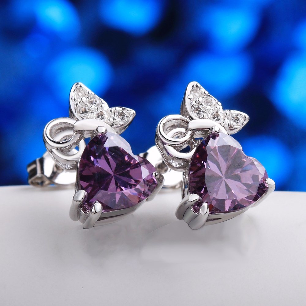 Puple Zircon Fashion Women Earrings Zircon Alloy Stud Earrings