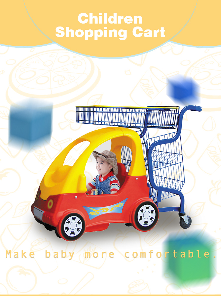 Supermarket Kids Shopping Cart with Plastic Toy Car