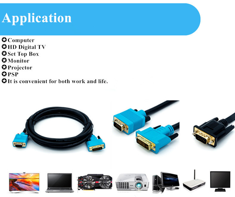 Yixian Make VGA Cable Adapter Cable Audio Video Cable