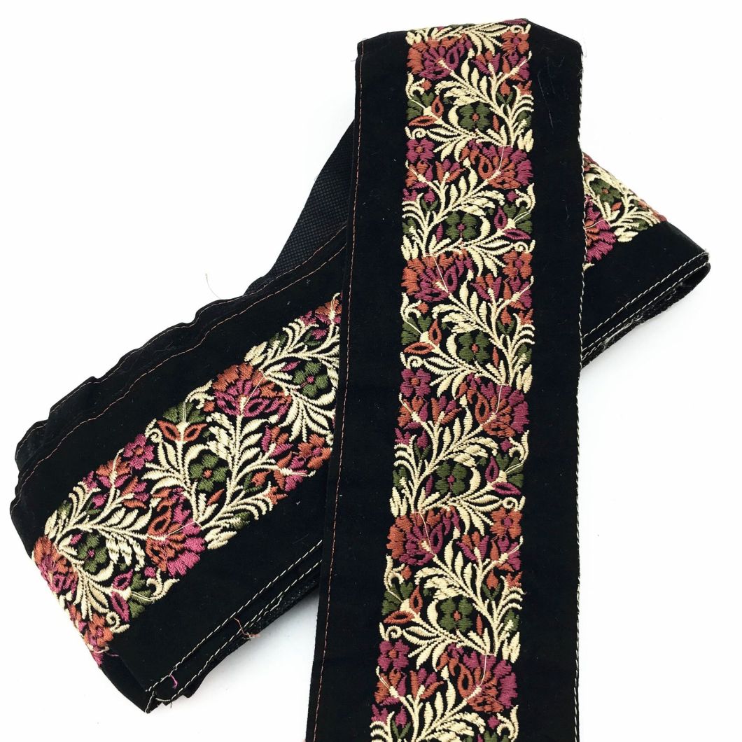 Jacquard Polyester Flower Embroidered Webbing Tape