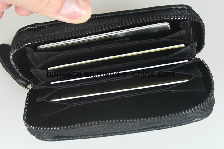 Customized PU Men Leather Zipper Purse Small Card Holder Money Wallet Organizer