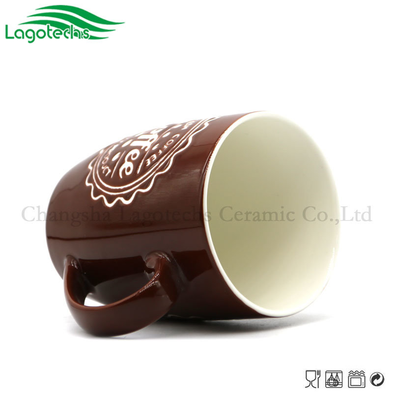 Embossed Ceramic Mug with Creative Design