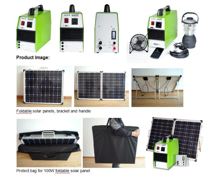 500W Portable Home Use off Grid Solar Power System with 12V 50ah Lithium Battery