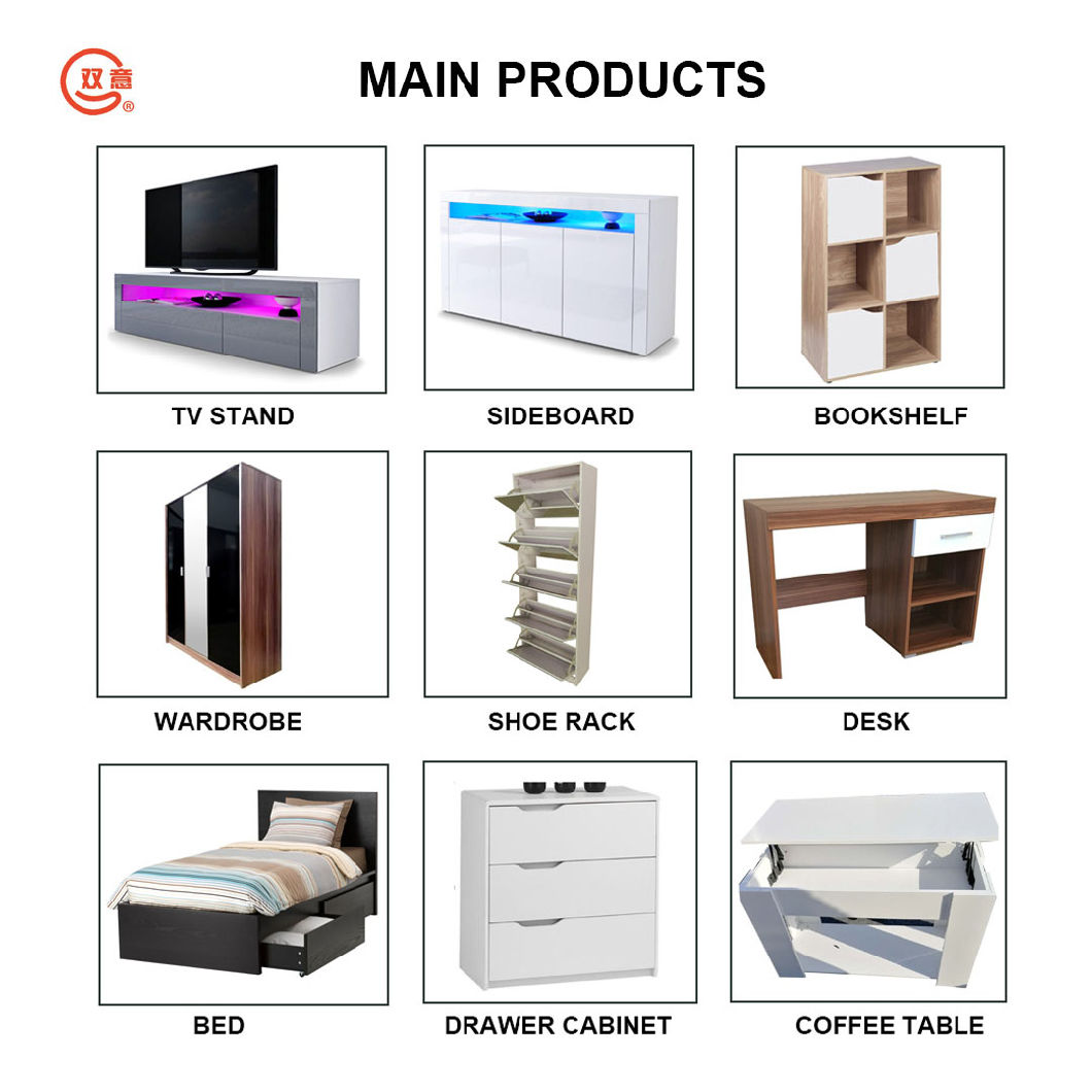MDF/MFC Modern 2 Door 2 Drawer Shoe Cabinet