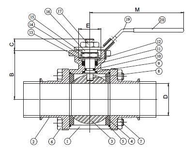 Sanitary 3PCS Butt Weld Ball Valve with ISO5211 Mounting Pad