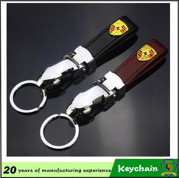 China Factory Leopard Shape Leather Keychain with Car Logo