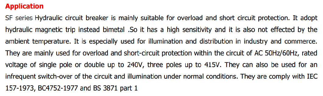 Sf Long Cover South Africa Miniature Circuit Breaker